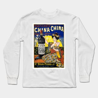 Vintage Advertising Poster Veritable China China Liqueur de Dessert 1902 Long Sleeve T-Shirt